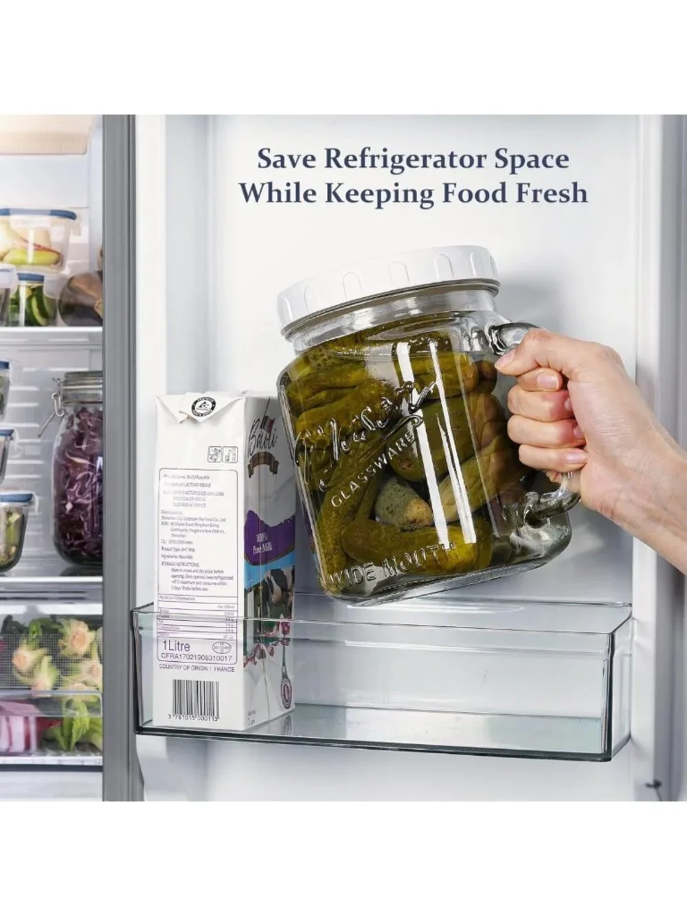 74 oz Wide Mouth Mason Jar with Handle - Airtight Storage for Kitchen & Crafts